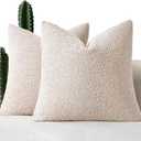 MIULEE 18x18 Inch Decorative Pillow Covers for Couch Bed Set of 2 Textured Boucle Neutral Throw Pillows Natural Beige Accent Solid Cushion Pillowcase Cozy Soft Sofa Livingroom Home Decor