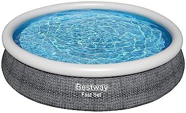 Bestway Fast Set 12’ x 30” Inflatable Round Soft Sided Above Ground Pool Set