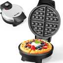 Waffle Maker, 7“ Round Classic Belgian Waffle Iron, Adjustable Browning Control, EasyClean Nonstick Plates & Cool Touch Handle, Space Saving Storage, Stainless Steel