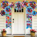 Outus 11 Pcs International World Flags Party Decorations Around the World Hanging Paper Fan International Porch Banner Multicultural Country Flags Decor for Indoor Outdoor Sports Events Party Supplies