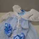 Princess Dress for Girls Puff Sleeves Princess Costume Blue Fancy Dress Up for Halloween Cosplay Party Carnival 4T-4/110