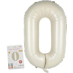 40in Birthday Big Number Balloon - CARGEN Giant Foil Balloons for Women Men Birthday Party Wedding Anniversary Supplies Decorations, Creamy White Zero, No.0
