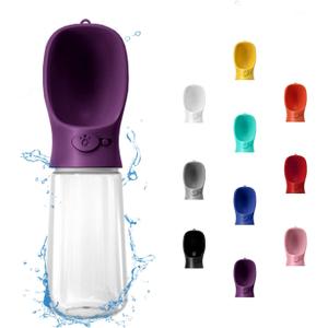 WePet Portable Dog Water Bottle, 19 OZ, Leak Proof Puppy Water Dispenser with Drinking Feeder for Pets Outdoor Walking, Hiking, Travel, Food Grade Plastic (#05 Violet)