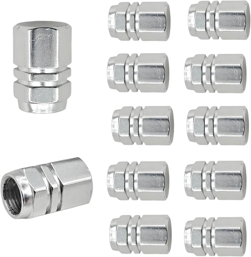 12PCS Tire Valve Caps, Valve Stem Caps, Tire Valve Stem Caps, Easy to Install, Strong Sealing, Beautiful Appearance, HR415 is Suitable for Various Vehicle Valves (Silvery White)