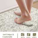 Collive Kitchen Mats for Floor 2 Piece, Cushioned Anti Fatigue Mat Beige Floral Rugs Non Slip Waterproof Sink Rug, Memory Foam Comfort Standing Desk Mat for Laundry, Home Office