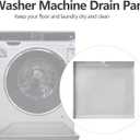 Heavy Duty Washing Machine Drain Pan 19 Guage Thick Stainless Steel 32X30X2-1/2in, Including 1" Drain Fittings (Matte White)