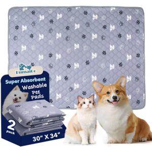 Washable Pee Pads for Dogs, 2 Pack 30"x34" Reusable Puppy Pads Super Absorbent Non-Slip Leakproof Training Mats Waterproof Pet Training Pads for Puppy Playpen, Crate, Whelping