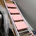 Step Ladder Foldable Folding Stool - for Home Adults Kitchen 4 Stepping Extension Tall Heavy Duty with Handrails - Closet Stepstool Stair Ladders Extendable Stepladder for Indoor House 600Lbs (White Pink)