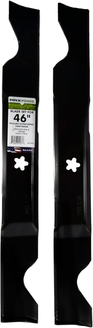 MaxPower 561739B 2 Blade Set for 46" Cut Craftsman, Husqvarna, Poulan Replaces OEM no. 405380, 594892801, 532405380, CMXGZAM110147
