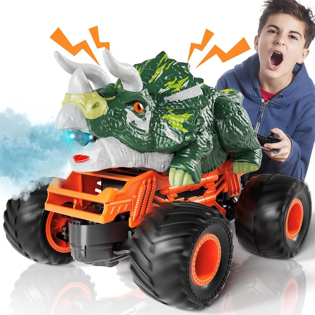 Bennol Remote Control Dinosaur Cars Trucks Toys for Kids Boys 3-5 4-7 8-12, 2.4GHz RC Dino Car Toys Gifts for 3 4 5 6 Year Old Boys Kids, Indoor Outdoor RC Car Dinosaur Toys for Kid 3-5 4-7 5-7 8-12