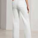 Sidefeel Women's Wide Leg Jeans High Waisted Stretchy Tummy Control Straight Leg Denim Pants (White, 14)