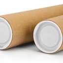 2 Pack Mailing Tubes 12 inch Kraft Mailing Tubes with Caps Cardboard Tube for Shipping and Storing Posters, Prints, Artwork, or Documents