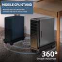 Adjustable Mobile CPU Stand, Ventilated Computer Tower Stand with 4 Caster Wheels Fits Most PC Tower, Under Desk CPU Holder PC Floor Cart Computer Riser for Students and Gamers (Black)