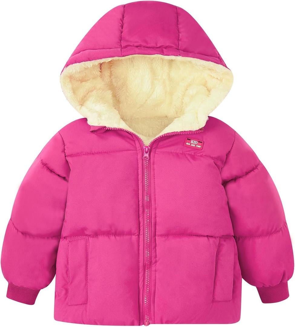 UNICOMIDEA Baby Winter Coat with Hooded Toddler Boys Girls Puffer Jackets for 12M-5T (Pink)