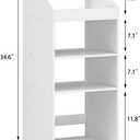 HAYOFAMY 4-Tier Mobile Bookshelf, White Bookcase with Wheels, Rolling File Holder Desk File Book Organizer for Home Office Living Room School