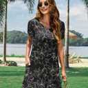 MOLERANI Summer Dresses for Women 2025 Casual T Shirt Crewneck Petal Sleeve Swing Vacation Dress with Pockets (M)