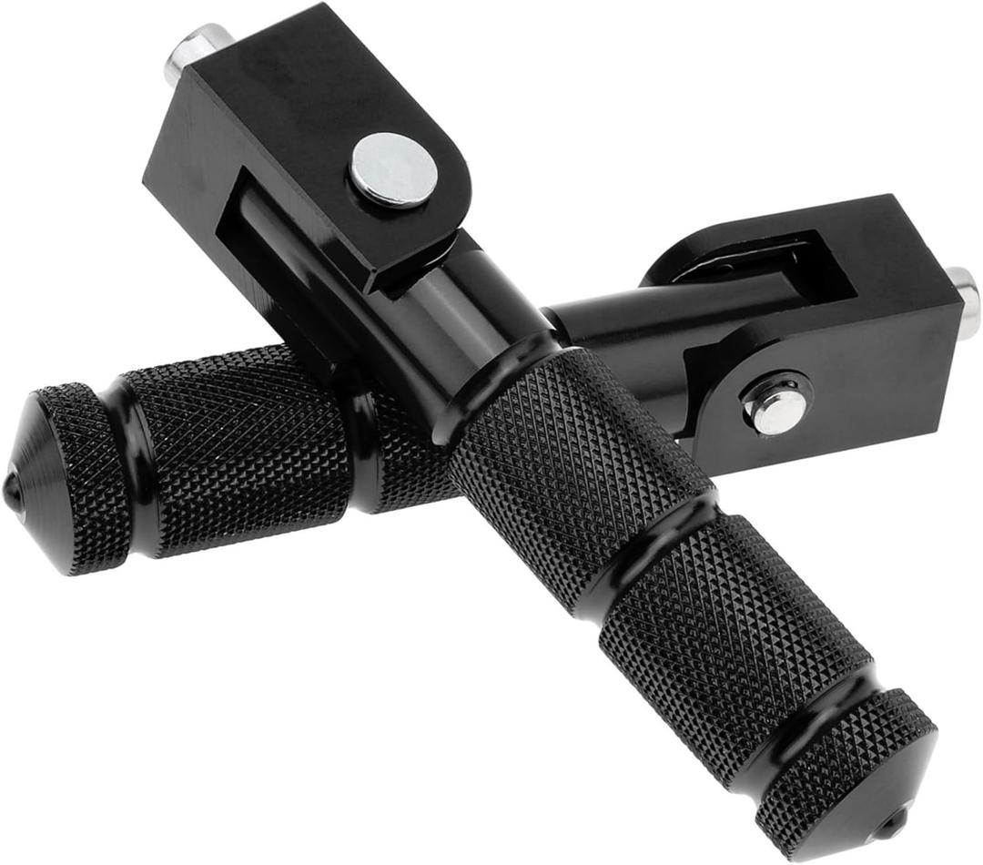 Windance 8mm M8 Passenger Foot Supports Pedals, 90 Degree Foldable Anti-Skid Foot Peg for Motorcycle Scooters Bicycle Electric Bike (Black)