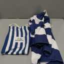 Microfiber Oversized Beach Towel 71x36in  Sand Free Quick Dry, Lightweight, Fast Absorbent Soft Striped Cabana Towel for Beach, Camping, Swimming, Yoga, Sports (Navy Blue)