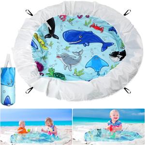 Tondiamo 6.6 x 6.6 ft Beach Pool for Toddler Baby Beach Pool Blanket 2 in 1 Waterproof Sandproof Kiddie Foldable Sand for Kid Vacation Picnic