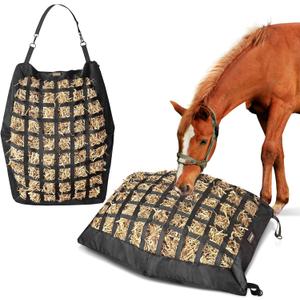 Hay Bag for Horses,Slow Feeder Hay Bag for Gound Feeding,Heavy Duty Oxford Hay Feed Bag for Horses Goats Cows Donkeys with Large Opening and Adjustable Strap for Easy Filling and Hanging
