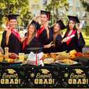 4 x 2 Pack Graduation Tablecloth - Congrats Grad Table Cloths, Plastic Disposable Rectangle Black Gold Class of 2026 Table Cover for Graduation Tables Decorations Party Decor Supplies Favors,108 x 54 Inch
