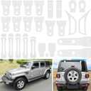 26PCS Full Set Exterior Decoration Trim Kit for Jeep Wrangler JL JLU 2018-2023 Door Hinge Handle Engine Hood Hinge Hood Latch Wheel Eyebrow Side Air Outlet Rear Tailgate Window Hinge Cover (White)