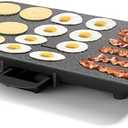 12x20inch Electric Griddle by BBQ Masters, 1700W Fast Even Heating, ILAG Granite Nonstick, Sloped Cooking Surface, Frameless Design for Easy Cleaning, Great for Family Gatherings, Black