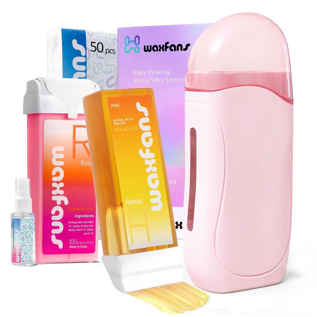 Wax Roller Kit- Easy Use Roll on Wax Kit with 4-6 Weeks Smooth Skin,Hair Remover for Larger Areas of the Body, Beginner-Friendly