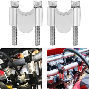 WSays 7/8" Handlebar Risers 30mm Height Mount Clamp Kit Silver Compatible with Kawasaki KLR650 Fit Honda Fit Yamaha Fit Suzuki Fit ATV Dirt Bike Motorcycle