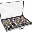 Aluminum Glass Display Case for Cards, XL Large Table Top Display Case with Lock, Portable Trade Show for Jewelry MTG Cards Collectible Cards (1pcs)