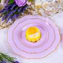 Liacere 175PCS Purple Plastic Plates-Disposable Lavender Plates 25guest Baroque Plastic Dinnerware include 50Plates, 25Pack Pre Rolled Napkins with Silverware 25Cups for Party & Wedding &Mothers Day