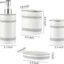 Bathroom Accessories Set, 4-Piece Ceramic Bath Accessory Complete Set with Lotion Dispenser/Soap Pump, Tumbler, Soap Dish and Toothbrush Holder (Rhinestones, White)