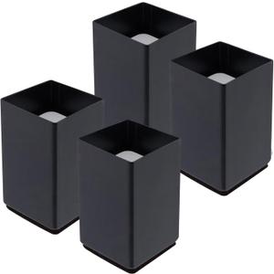 LC LICTOP Steel Furniture Feet Riser, Fit 1.5 Inch Square Leg, 2 Inch Rising Height, Heavy Duty Furniture Lifter with Felt Pad for Under Bed Storage Desk Sofa Chair, Supports 4000 lbs, 4Pcs Black