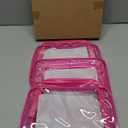 PACKISM Clear Makeup Bags - 3 Pack TSA Approved Clear Travel Bags for Toiletries, Carry on Toiletry Bag TSA Approved Toiletry Bag, Matte Rose Red