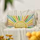 3 x AVOIN colorlife Hello Sunshine Summer Throw Pillow Cover, 12 x 20 Inch Yellow Blue Orange Cushion Case Decoration for Sofa Couch