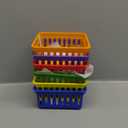 Fun Express - 6 Pack Mini Storage Baskets Bins, Plastic Organizer Basket, Colorful Shelf and Desk Make-up Storage Crate Organizing Containers. Office, Toy Storage