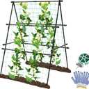 Trellis for Climbing Plants Outdoor, 31''X47'' A-Frame Cucumber Trellis for Raised Bed with Climbing Net, Garden Trellis for Climbing Plants for Cucumber,Tomato, Grapes and Flowers