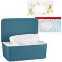 Diaper Wipes Dispenser Wipes Holder, Wipes Tissue Case Keeps Wipes Fresh Tissue Wipes Container with Lid (Blue)