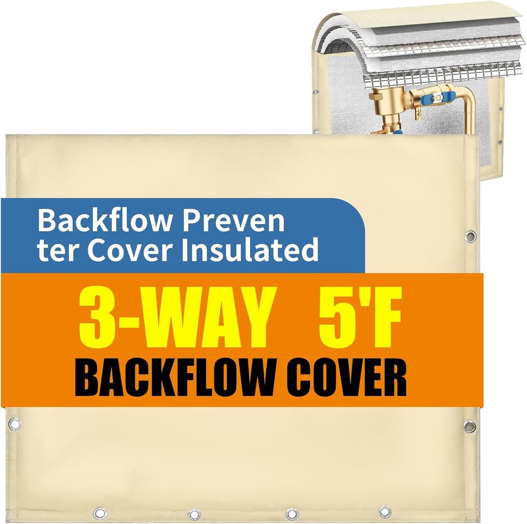30 x 24 inch Backflow Preventer Insulation Cover Backflow Preventer Cover 3Way Opening Design 5Layer Fabric backflow Cover Sprinkler Covers with Aluminum Foil for Outside