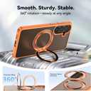 VUM Galaxy S26 Case 6.3", MagSafe Supported, Full Camera Protection, Built-in Magnetic Ring, 360 Rotatable Magnetic Stand, Military Grade Shockproof, Semi-Transparent Matte, Orange