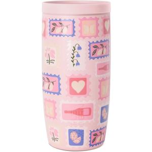 Simple Modern Mother's Day Travel Coffee Mug Tumbler with 360° Lid | Gifts for Her | Ceramic-Lined Insulated Stainless Steel Cold Brew Iced Coffee Cup | Voyager Signature | 16oz | Stamps