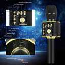 BONAOK Wireless Bluetooth Karaoke Microphone, 3-in-1 Portable Handheld Mic Speaker Machine for All Smartphones, Gifts to Girls Boys Kids Adults All Age Q37 (Black/Gold)