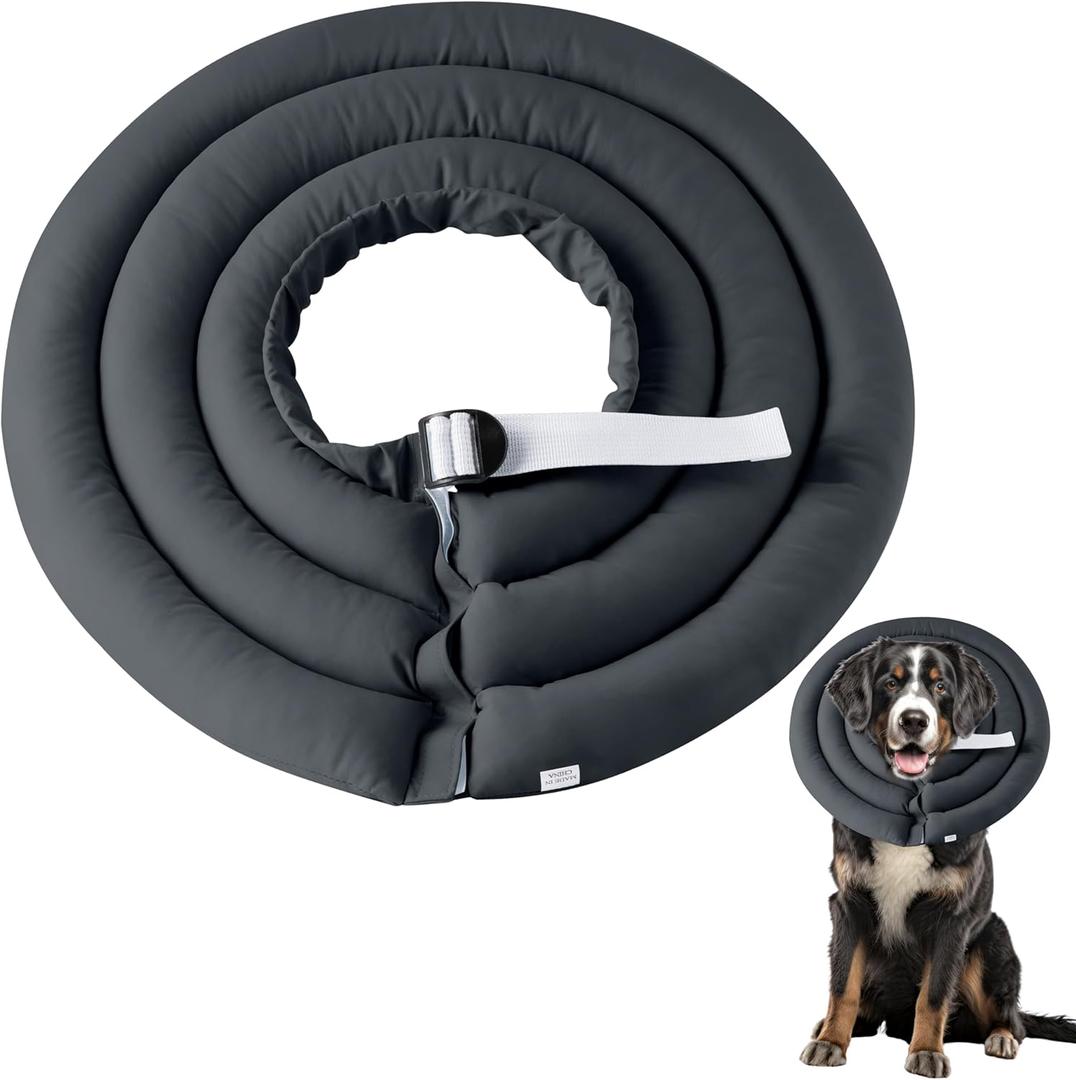 Soft Dog Cone Collar - Adjustable Comfy Recovery Cone for Large Dogs After Surgery to Stop Licking, Waterproof Elizabethan Protective Neck Donut Collar Alternative for Pet (Grey, 2XL)