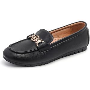 VERDASCO Women's Loafers Comfort Slip-Ons Flat Work Shoes Casual Moccasins Penny Loafers Lady Dress Shoes (Black)