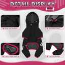 Dog Raincoat, Waterproof Dog Rain Jacket with Hood, Dog Rain Coat with Leash Hole, Reflective Strap for Dogs, Lightweight Puppy Clothes(Black,L)