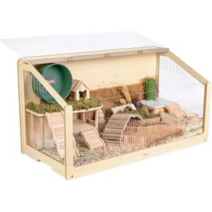 40-Inch Wooden Hamster Cage Openable Top with Easy View Acrylic Sheets - Enclosure for Syrian & Dwarf Hamsters, Hedgehogs, Gerbils, Mice, Rats, Guinea Pigs, Rabbits (41.3 X 19.7 X 21.7 inches)
