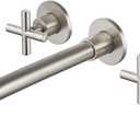 Midanya Wall Mounted Bathroom Sink Faucet,Double Handle 3 Holes Widespread Vanity Sink Mixer Tap with Rough in Valve Dual Cross Handles Faucets,Brushed Nickel
