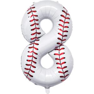 Baseball Birthday Decor, 40'' Baseball Number 8 Balloon,Sport Themed Balloons Party Decorations (8)