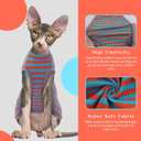 BRKURLEG Hairless Cats T Shirt, Cat Sweaters, Pullover Kitten Shirts, Sleeveless Round Collar Cotton Vest for Cornish Rex Devon Rex Peterbald and Small Dogs Sweater(OrangeBlue Stripes, Large)