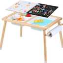 VEVOR Sensory Table, Kids Sensory Table for Toddlers, Kids Activity Desk with 3 Foldable Storage Bins & Paper Roll Holder, Wooden Toddler Activity Drawing Desk, Indoor/Outdoor Play Sand and Water